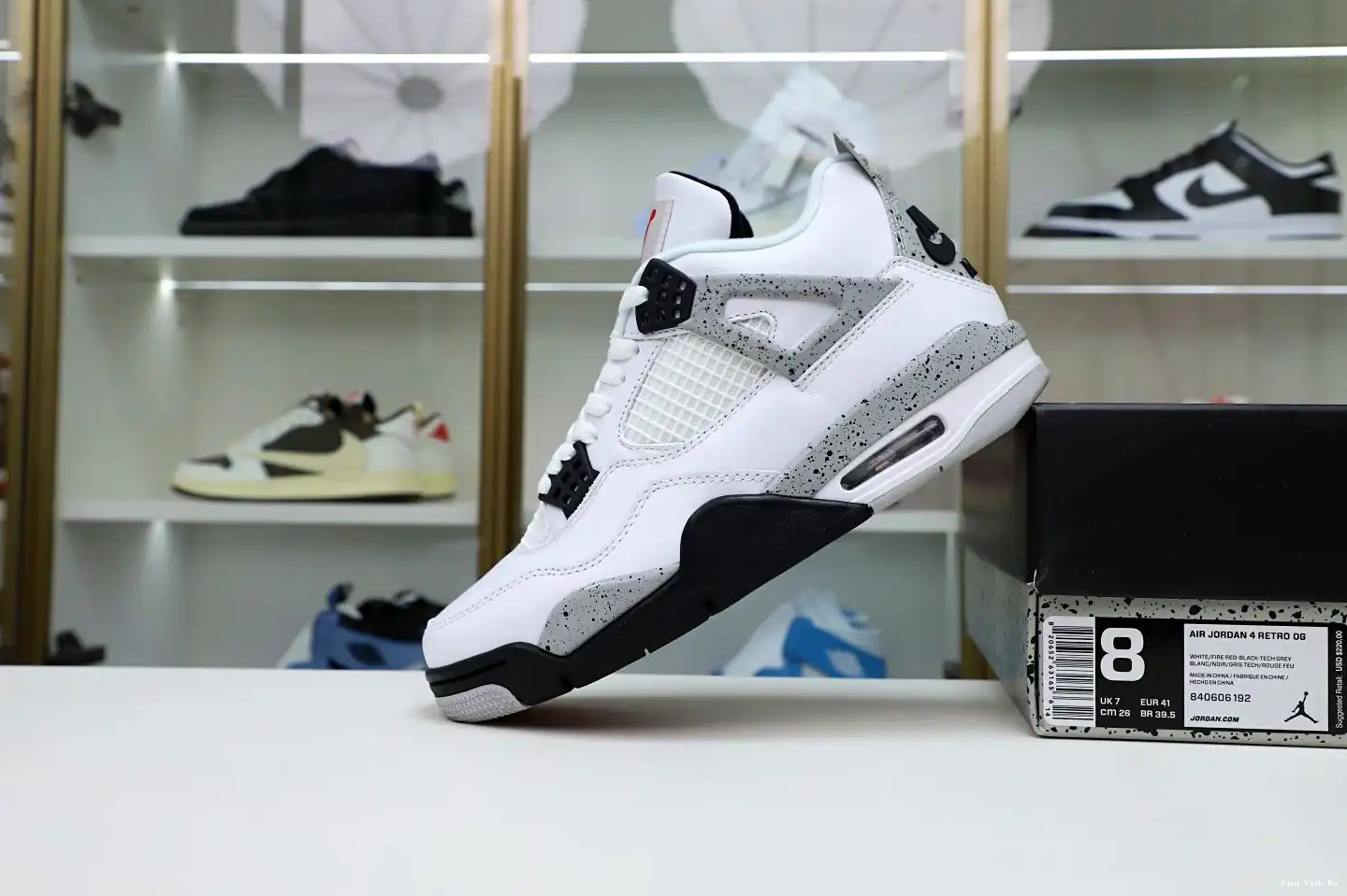 White Jordan 4 Kimikick Retro Air Cement 0328